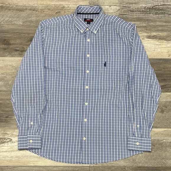 Johnnie-O‎ Prep-Formance Blue Plaid Mens Large Bamboo Nylon Button Down Shirt - Picture 2 of 9